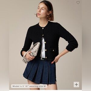 J.crew Odette cable-knit sweater lady jacket in cotton-blend bouclé size large